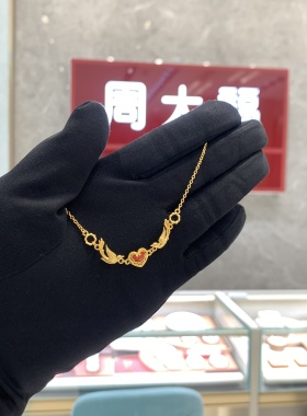 周大福传承珐琅爱心喜鹊黄金手链