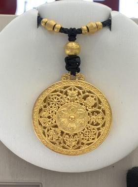 周大福代购 福莲瑞相八宝罗盘足金黄金吊坠女 克减80 计价F230608