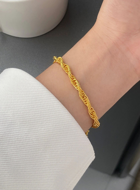 周大福黄金麻花绳足金黄金手链