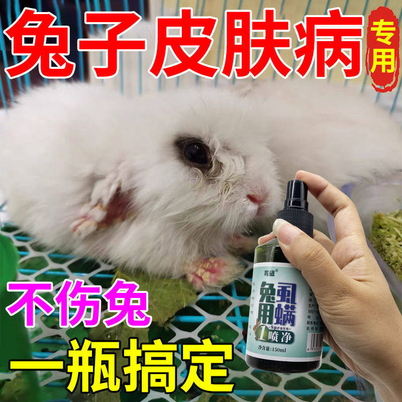 兔子皮肤病专用药真菌感染兔癣疥螨耳螨结痂脱毛眼睛发炎特效喷剂