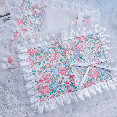 手作布艺书衣蕾丝花边《月兔玫瑰》可调节手帐书皮a5/a6/weeks