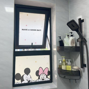 卡通米奇卫生间玻璃贴纸透光不透明磨砂防窥防走光厨房窗户窗贴膜
