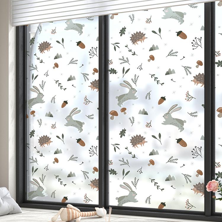 卡通可爱兔子玻璃贴纸窗户防窥贴