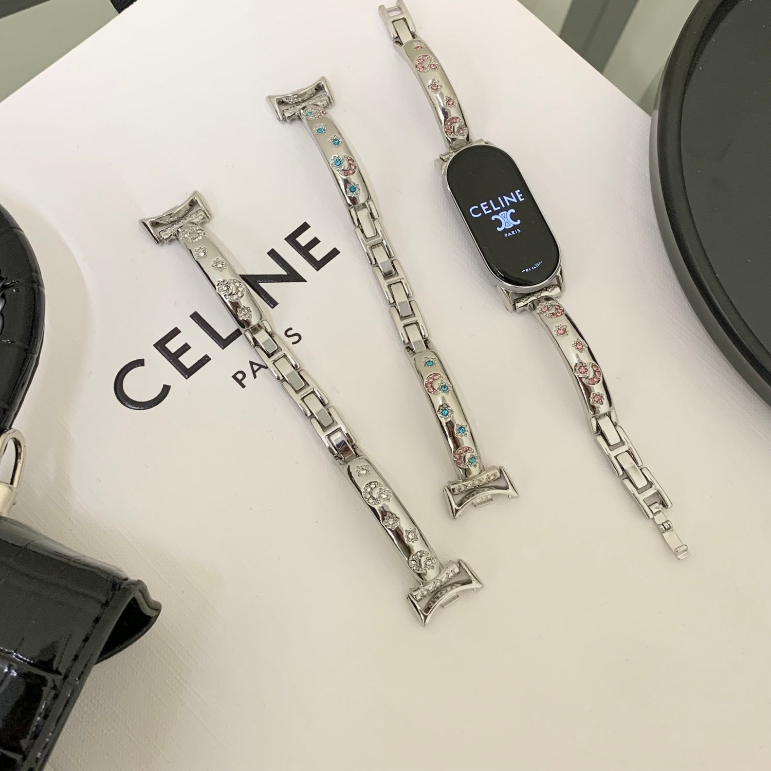 适用小米10/9/8 NFC陶瓷版Pro镶钻星星月亮红米6/5/4金属手环表带