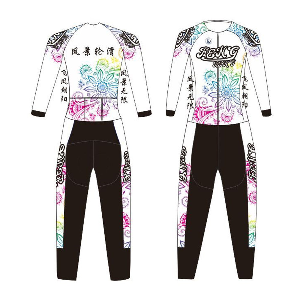 定制长袖轮滑服无坐垫高质量男女通用连体衣铁人三项游泳速干紧身