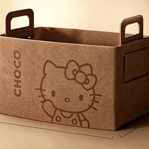Hello Kitty毛毡收纳筐软萌百搭耐磨耐造 书桌衣柜浴室都能用