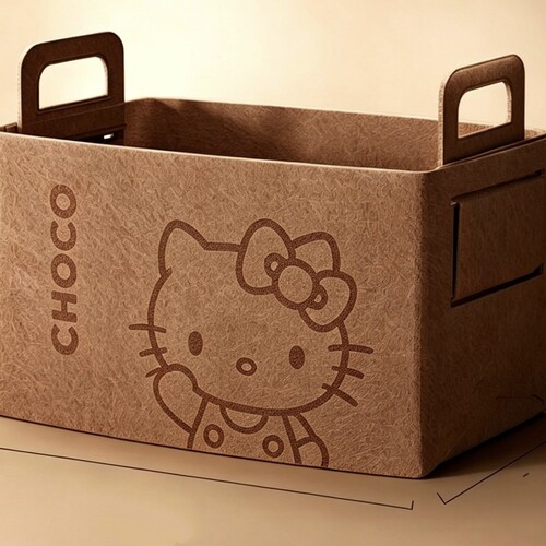 Hello Kitty毛毡收纳筐软萌百搭耐磨耐造 书桌衣柜浴室都能用