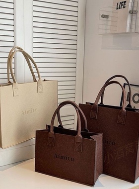 ins女包大容量毛毡单肩包新款高颜值百搭毛毡手提礼品包定制logo