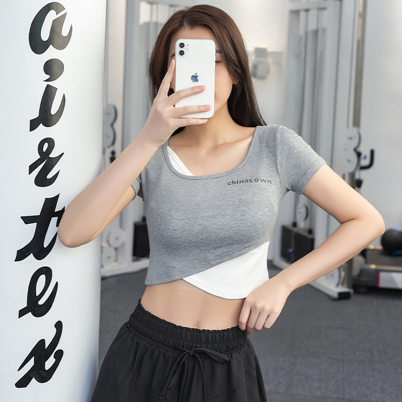 运动短袖女速干t恤短款露脐健身