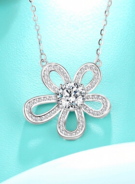 S925纯银满钻太阳花锁骨链女款