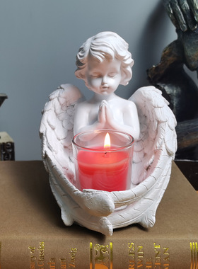 跨境手工复古天使烛台北欧家居桌面餐厅装饰摆件可爱工艺品