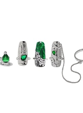 绿色指甲戒 气质显白蛇戒指