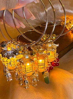 国风发光手镯带灯古风宫铃饰品金属汉服配饰夜市感玩具摆摊