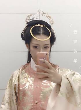 【云锦英华】古风汉服发簪遮额圈花淡水九排发钗女王皇冠后圈明制