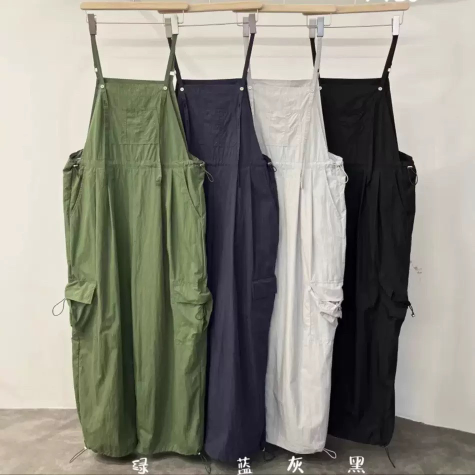 2026日系早春新款抽绳工装连体背带裤女复古百搭宽松休闲高腰阔腿