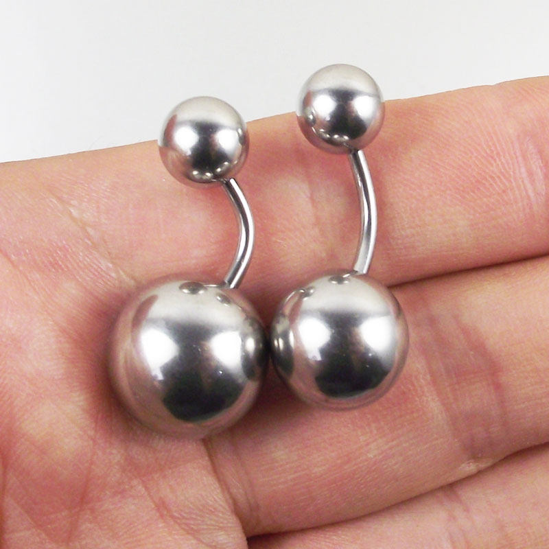 钛钢肚脐环肚脐扣钉防过敏光面圆球大小球肚皮舞饰品不褪色穿刺