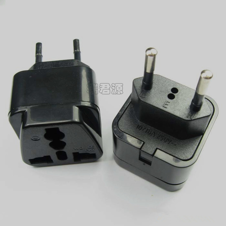 巴西标准两圆脚转换插头 优质铜脚欧规插头转换器 旅游转换插头