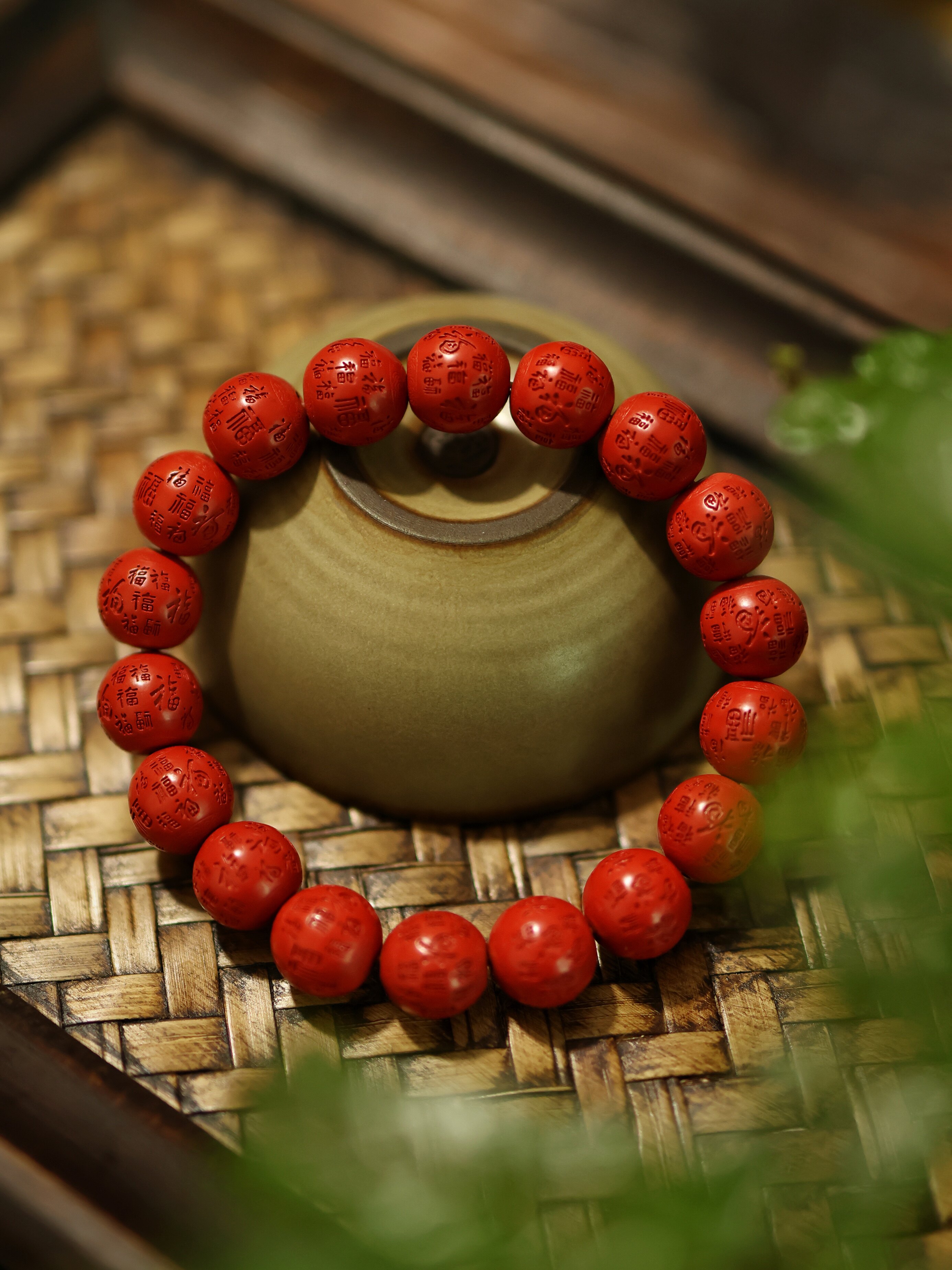 灵丹真朱砂百福手串男女本命年平安手链新中式禅意空间国风礼物