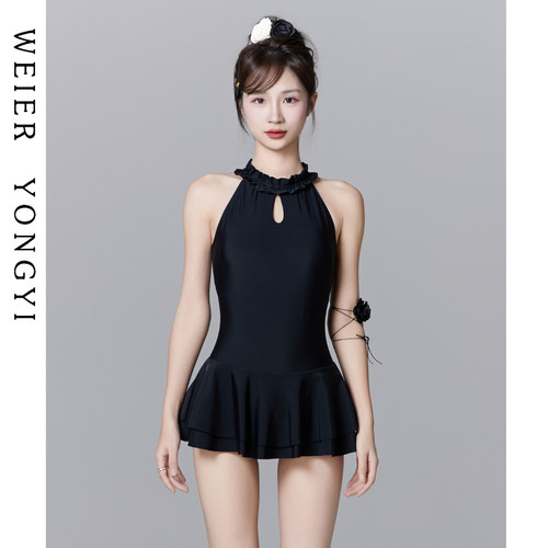 泳衣女2024新款连体挂脖露背遮肉