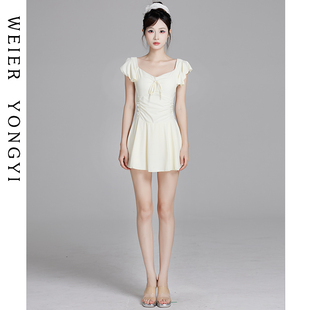 显瘦度假温泉游泳装 修身 绝美高颜值连体裙式 泳衣女高级感2025新款