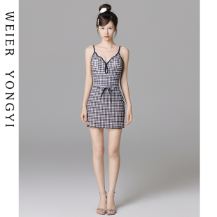 泳衣女2024新款 高级感女士连体复古简约收腰显瘦小胸温泉度假泳装