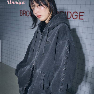 韩国代购CPGN STUDIO 新款复古做旧连帽卫衣外套时尚百搭男女同款