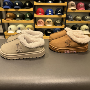 韩国代购 MLB 雪地靴女鞋新款舒适冬季加绒保暖棉鞋一脚蹬毛毛鞋