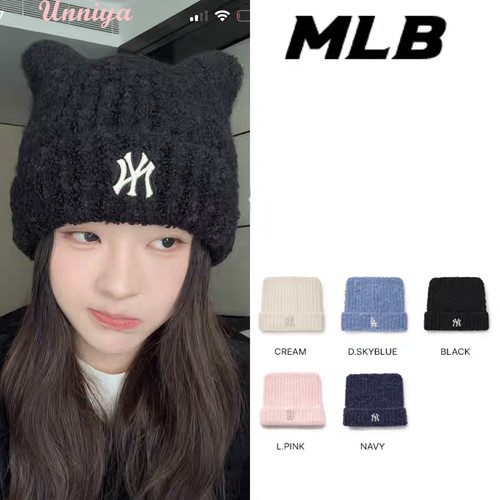 韩国代购MLB新款猫猫耳朵针织帽
