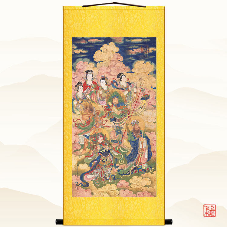 明清古画版 天龙八部罗叉女众 像 复古水陆画绢布卷轴挂画装饰画