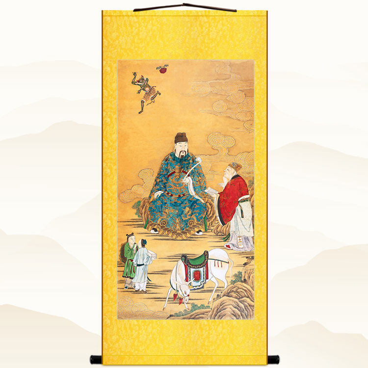 明清古画版 文昌帝君神像画 禄神魁星朱衣星君书房卷轴挂画装饰画