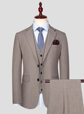天丝亚麻新款2026春夏男士高档西服套装商务休闲西装高端时尚