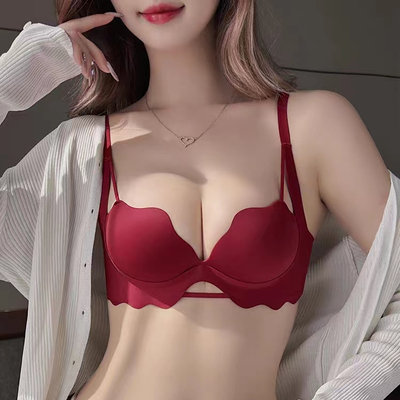 本命年红色内衣女套装小胸聚拢2023秋冬季性感内裤结婚新娘文胸罩