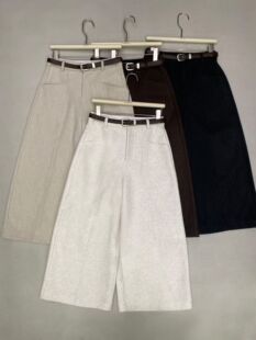 lafalian八分裤冬季新款韩版高腰显瘦明线设计百搭休闲裤8878#