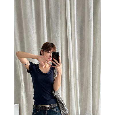 UMA SONG-26夏上新极简假两件休闲短袖T恤L60508