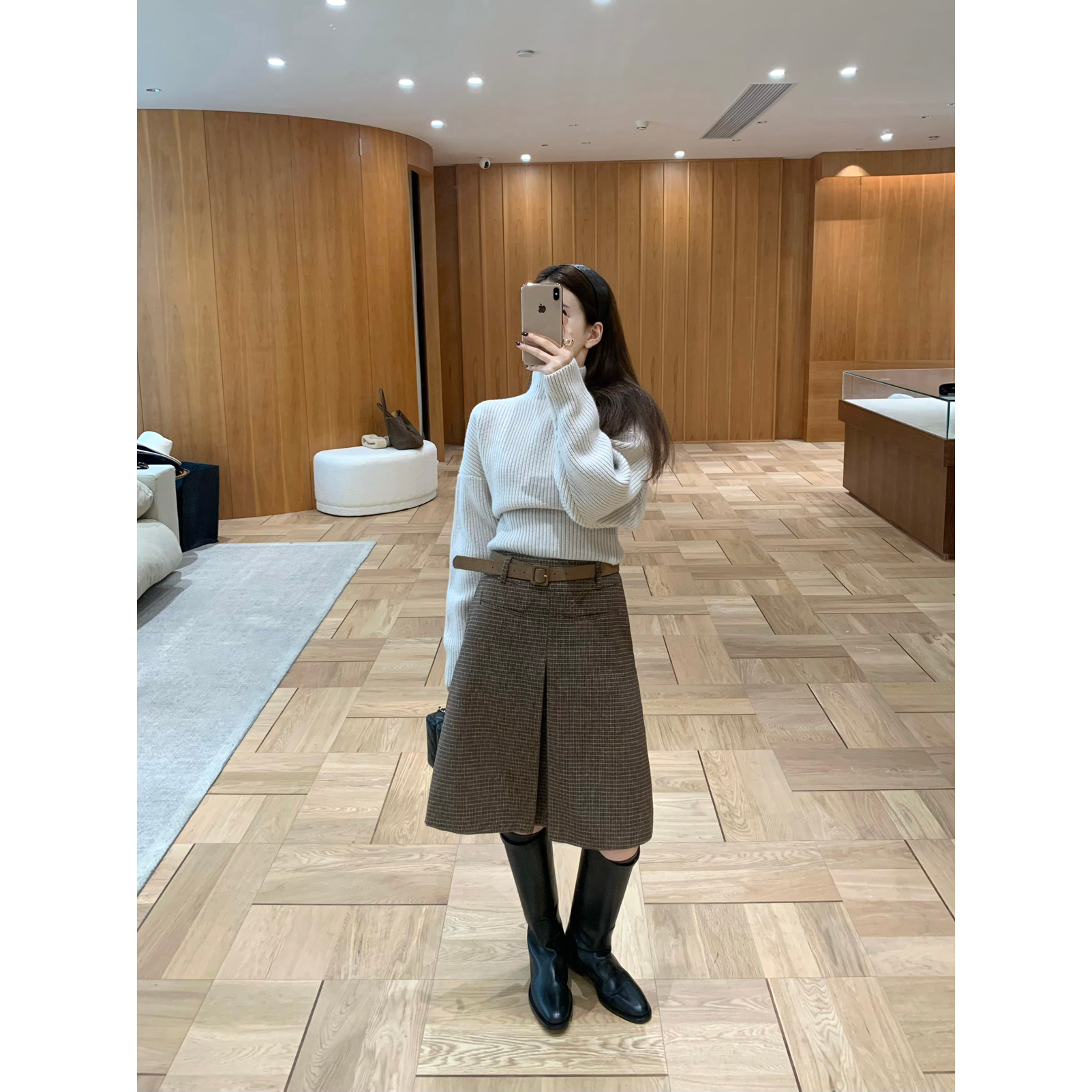 EASE-加厚半身裙(配腰带)（含20羊毛）(时髦精哦版型太好了)E2581