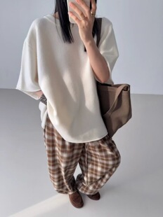 GLOG 正品ROW风宽松廓形羊毛针织衫女秋冬高级感慵懒风中袖毛衣