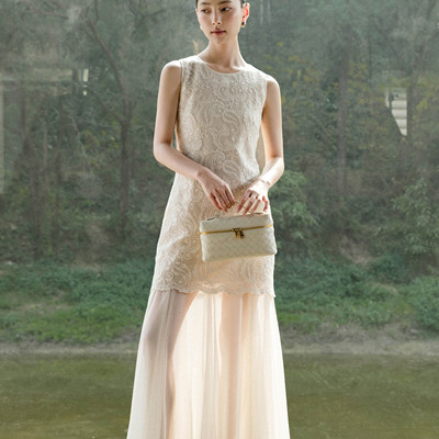 ES MODISH-26年早春高端假两件拼接设计无袖连衣裙OPS4340