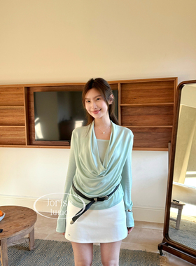 DIGM-Joriselumo极简松弛感纯色荡领显瘦针织衫(93莱赛尔)JB09590