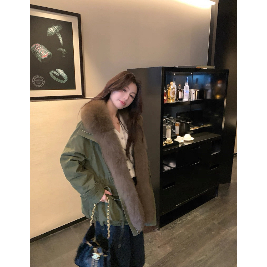 诺华NovaBloom-闲保暖羽绒服外套(配可拆真狐狸毛毛领)HAFE363009