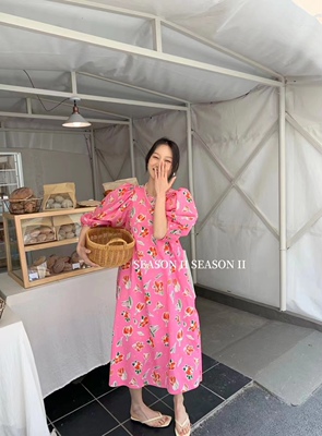 乐熙儿正品2024夏季新款花朵连衣裙宽松大码连身裙600265