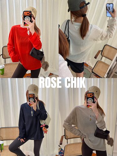 ROSE CHIK法国雨露亚麻纯色打底衫女韩版舒适百搭宽松减龄上衣潮