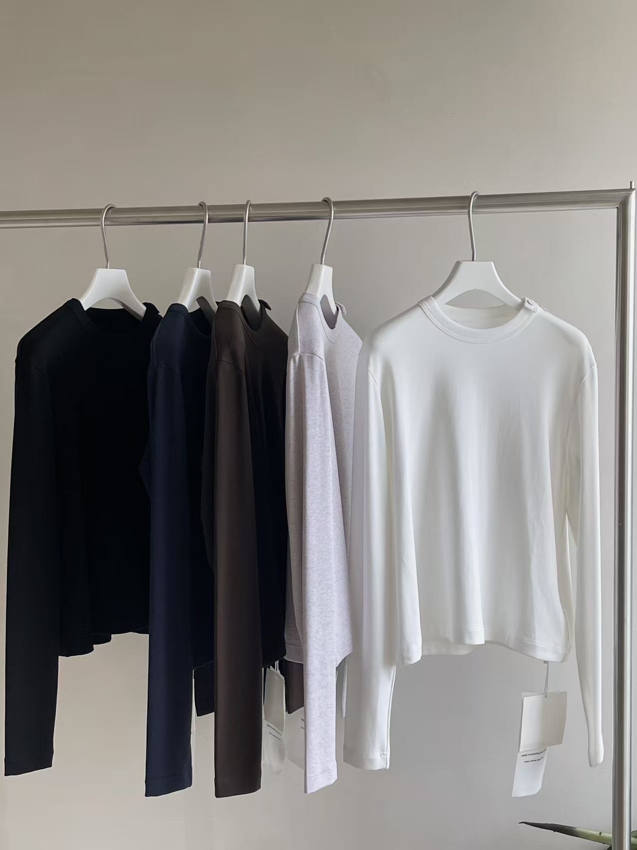 WUZHI无知2025秋季新款定制棉圆领宽松百搭长袖打底衫T恤6829#