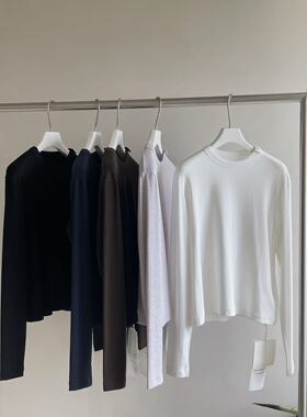 WUZHI无知2025秋季新款定制棉圆领宽松百搭长袖打底衫T恤6829#
