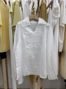 深圳南油早春上新韩系时尚 上衣女1023 百搭翻领刺绣蕾丝衫