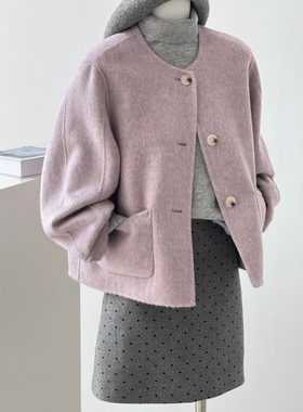 TOO家-内搭cp锁死灰紫色温柔到失语羊毛外套（含100澳毛）25QX321