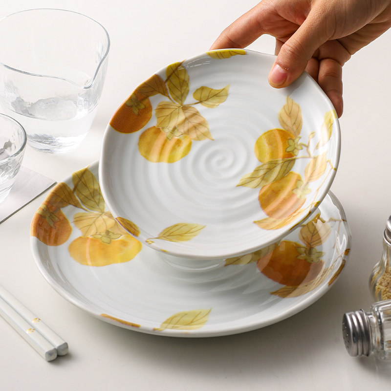 斑马厨房日本进口陶瓷餐具套装家用菜盘子碗碟套装柿柿如意大盘,餐饮具,盘,淘宝优惠券,粉丝福利购,淘宝优惠卷