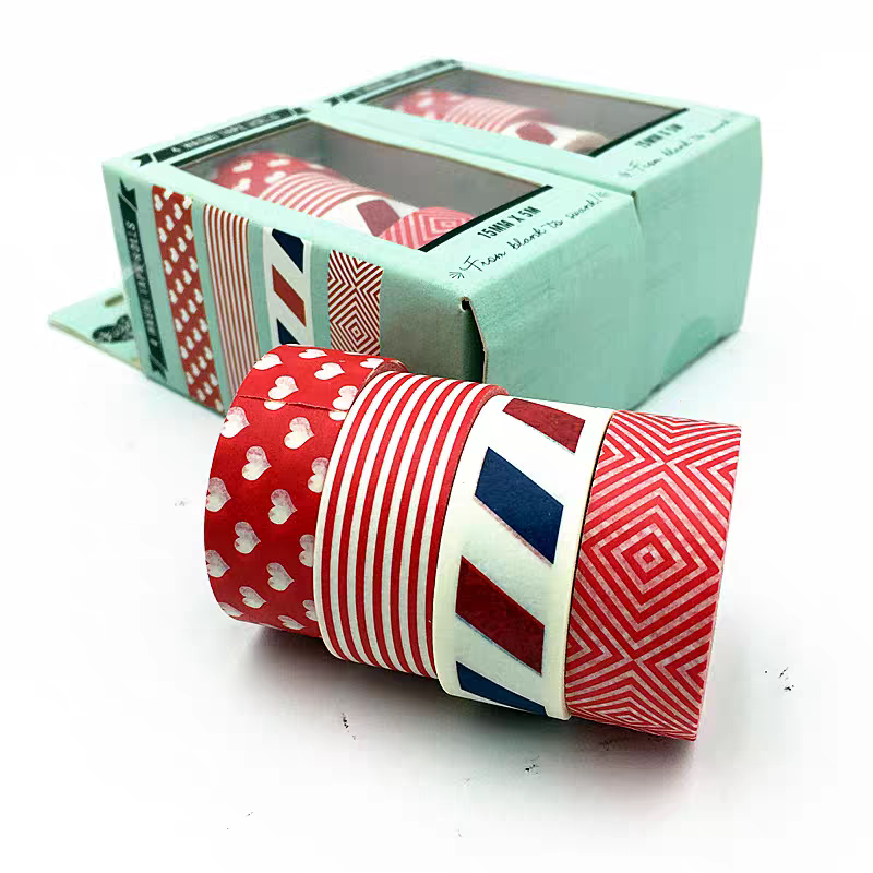 可爱手账素材手撕胶纸日记装饰纸彩色胶带手工胶纸4卷入1.5CM*5M