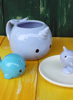 独角鲸马克杯可爱风生日礼物摆件