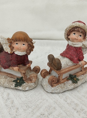 小天使圣诞节摆件装饰品配件雪橇天使摆件圣诞节礼物小朋友