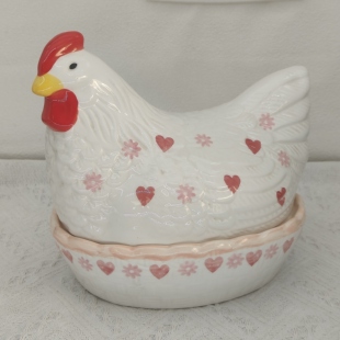 陶瓷公鸡收纳盒外贸出口摆件装饰工艺品美观可爱